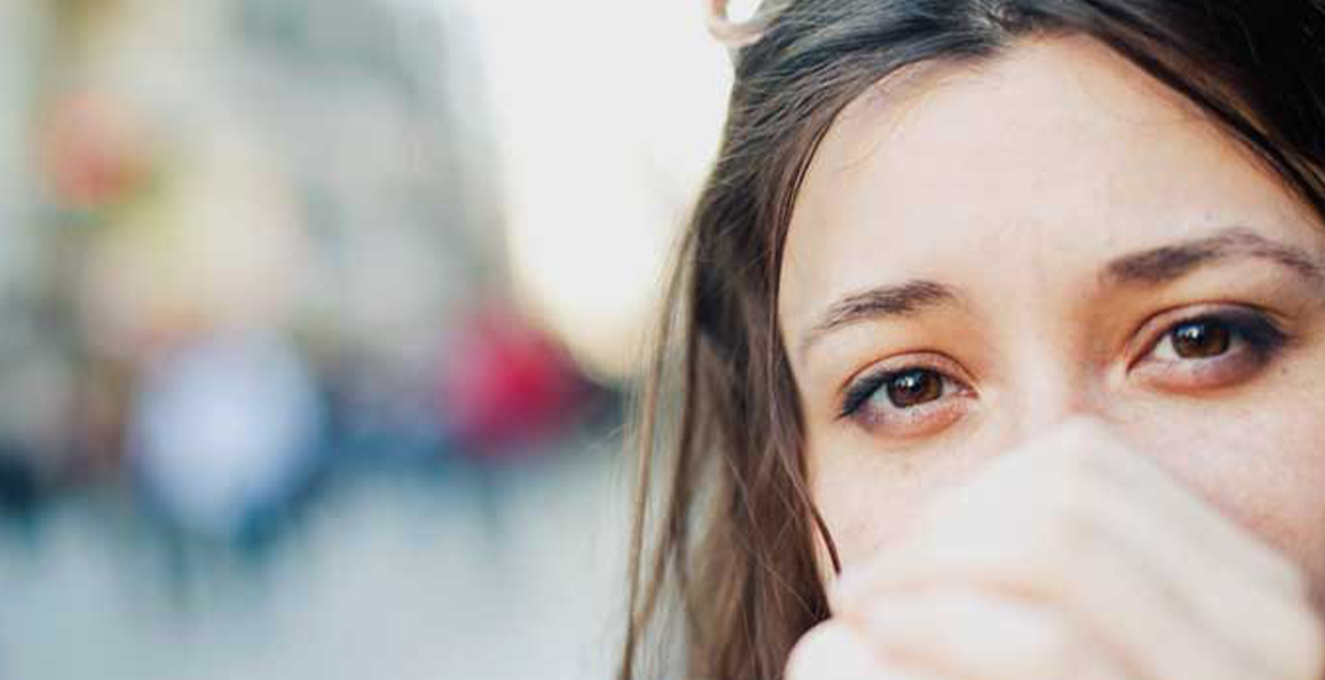 closeup of woman's sad eyes